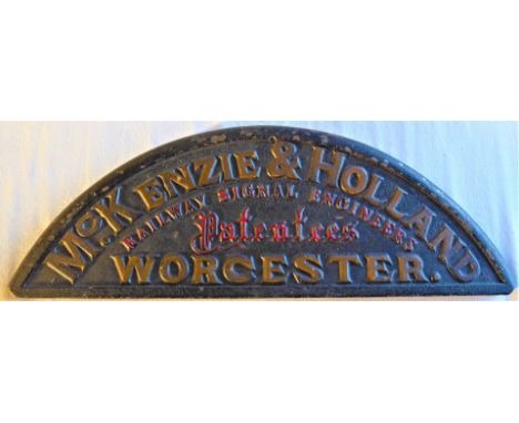 McKenzie &amp; Holland Railway Signal Engineers Worcester makers cast iron signal box frame back plate in good original condi