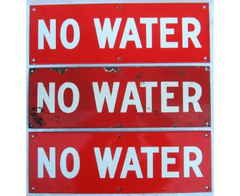 3 x Enamel signs. NO WATER. Believed to be located at out stations without watering facilities. Original condition.