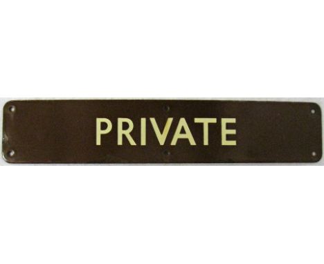 BR(W) enamel Door Plate PRIVATE. Measures 18in x 3.5in.
