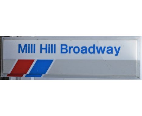Network South East Station Perspex Lamp Sign. MILL HILL BROAD WAY. Measures 39in x 12in. 