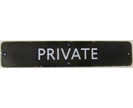 BR(E) enamel Door Plate PRIVATE. Measures 18in x 3.5in.