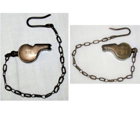 Barry Railway Guards Whistle stamped on side BR P way 193. Complete with chain and button hook.