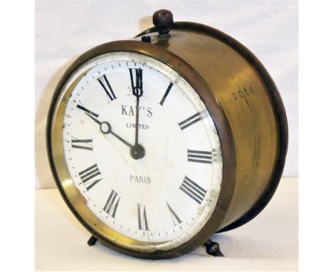 GWR Kays brass Drum Clock not stamped GWR but with matching numbers 3016 on case, back and movement. Not working.