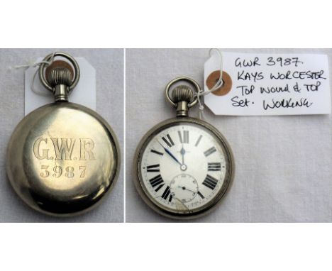 GWR Guards Watch. Shaded engraving on rear GWR 3987 by KAYS of Worcester. Working condition.