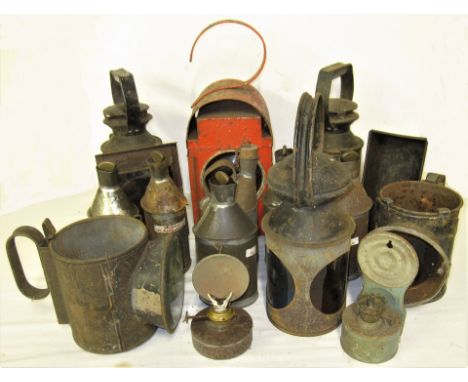 A collection of lamp spares and GPO oil cans. 