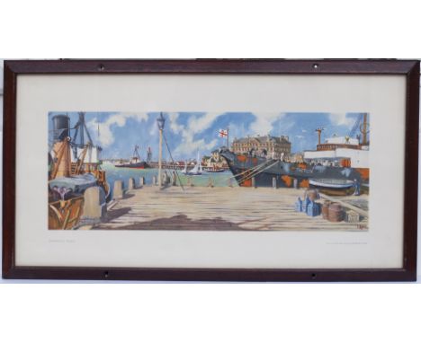 Carriage print HARWICH ESSEX by Charles King. In an original type glazed frame.