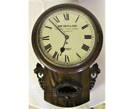 Midland Railway Mahogany 12 inch Fuse clock. Restored dial with original dial underneath. MIDLAND CLOCK MAKERS QUEEN ST DERBY