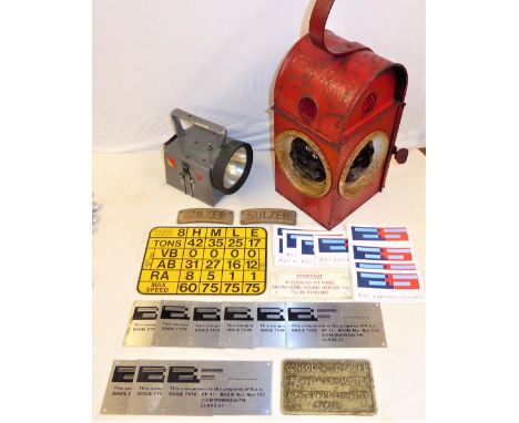A collection of mainly modern railway items to include 9 x Bogie plates Type CP 11 ex class 47s. 2 x Sulzer plates with other
