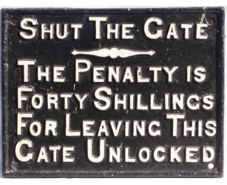 Cambrian Railway Cast Iron Gate Notice. Measures 16.5 in x 12.5 in.