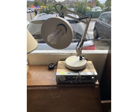 A Roberts radio and a Angle poise lamp