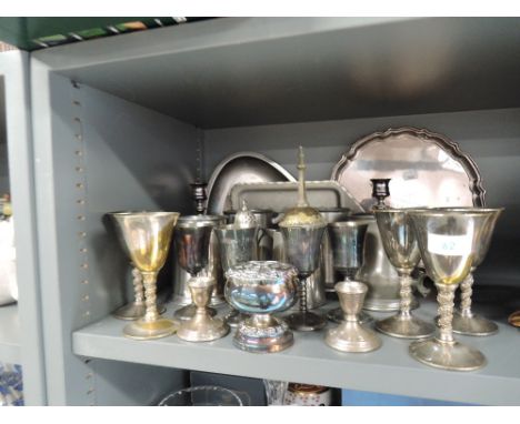 A selection of plated and similar goblets and table wares