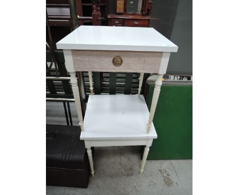 Two vintage white laminate bedside tables