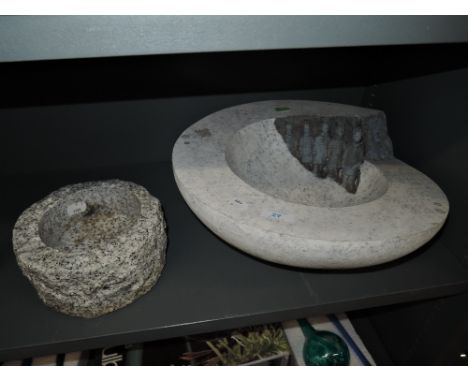 A ceramic fruit or similar bowl with relief moulded figures of oriental terracotta warriors 