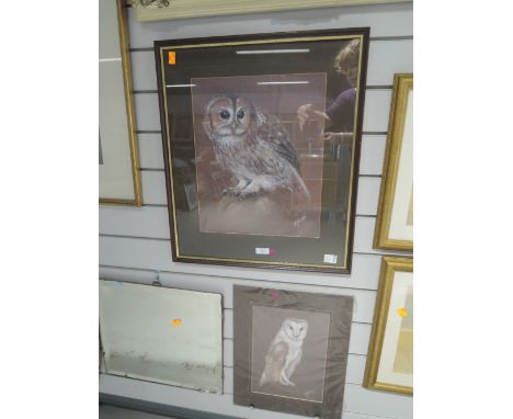 Two prints of barn owls
