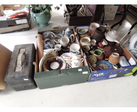 Two boxes of ceramics including tea cups and saucers
