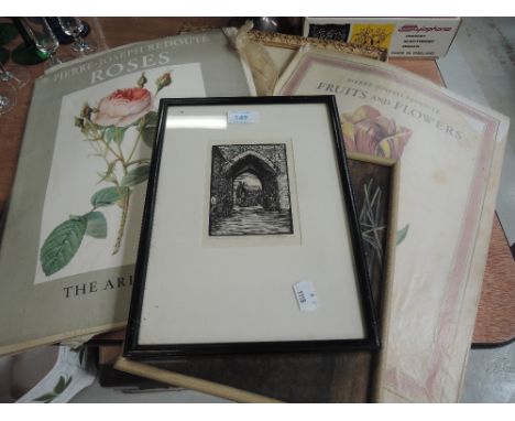 A selection of prints and etchings including Ancient Archway