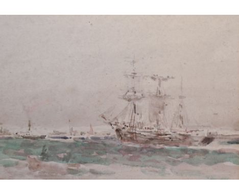 William Woodhouse (British 1857-1939) watercolour on paper 'sketch for a sailing ship', wthin stepped mount and gilt frame, 1