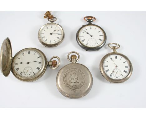 A SILVER OPEN FACED POCKET WATCH the white enamel dial with Roman numerals and subsidiary seconds dial, inscribed to the reve