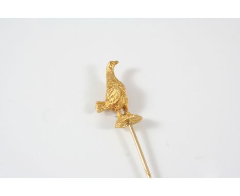 A GOLD GROUSE STICK PIN realistically formed, 7.8 grams.