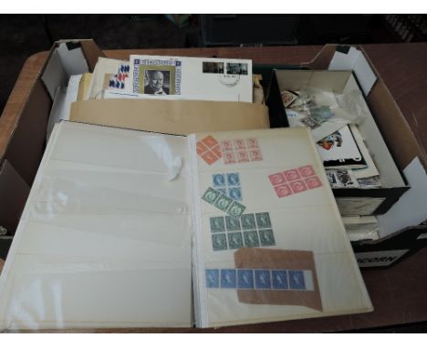 A box of GB &amp; World Covers and Stamps also a UN album of the 40th Anniversary of the Human Rights containing First Day Co