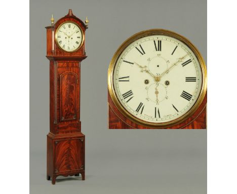 A Regency mahogany longcase clock, by David Greg, Perth, with circular dial and two-train striking movement, with subsidiary 