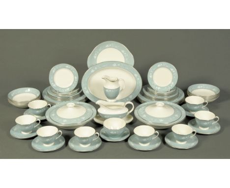 A Royal Doulton dinner service, Reflections pattern, comprising oval platter, circular platter, eight dinner plates, nine sid