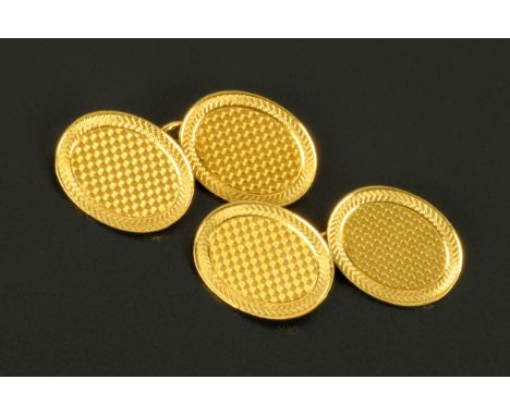 A pair of heavy 18 ct gold cufflinks, oval, 12.6 grams (see illustration). CONDITION REPORT: First class condition.  Birmingh
