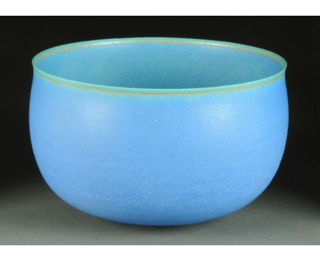 * Alev Ebuzziya Siesbye (b. 1938), a stoneware bowl, turquoise glaze, circa 1989-90.  Diameter 26 cm, height 16.3 cm, with Ga