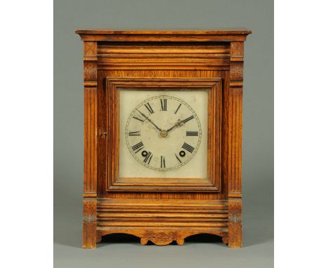 A late 19th century oak mantle clock, with two-train movement by Winterhalder & Hofmeier.  Width 26 cm, height 32 cm. 