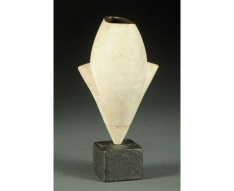 * Hans Coper (1920-1981), "Cycladic but pot", of ovoid form, with integral brown glazed ceramic square base and "HC" impresse