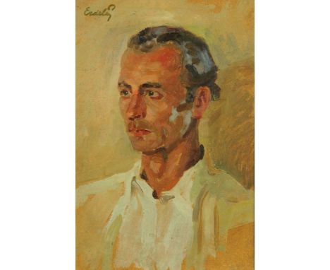 Erdely, oil painting on board, portrait of a man.  37 cm x 25 cm.  CONDITION REPORT: This painting is framed and glazed. Ther