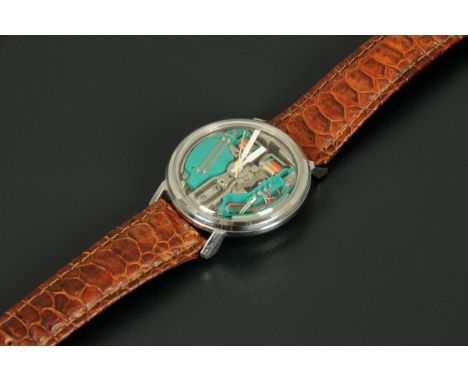 A Bulova 214 tuning fork wristwatch, 1961, leather strap.  CONDITION REPORT: This watch is in very good condition and is tick