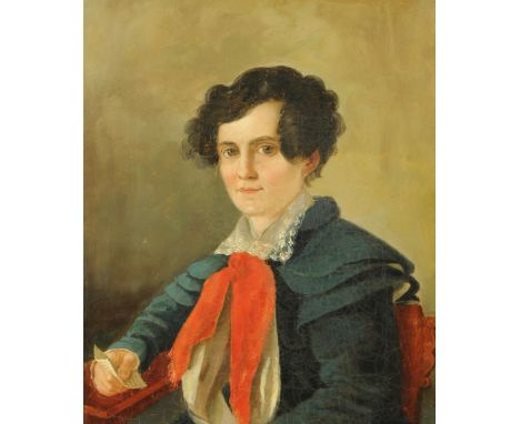 19th century Russian School, oil painting on canvas, portrait of a young man.  31.5 cm x 26 cm, framed, relined. 