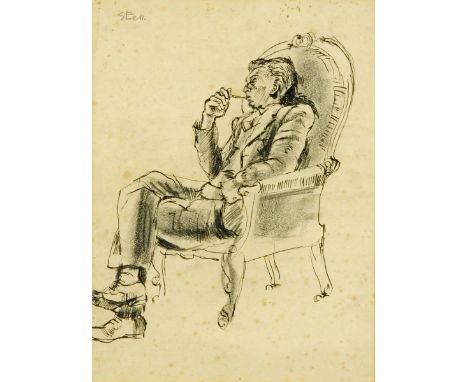 * Sheila Fell (1931-1979), pen, ink and charcoal study of a gentleman smoking a pipe.  34 cm x 25 cm. CONDITION REPORT: this 