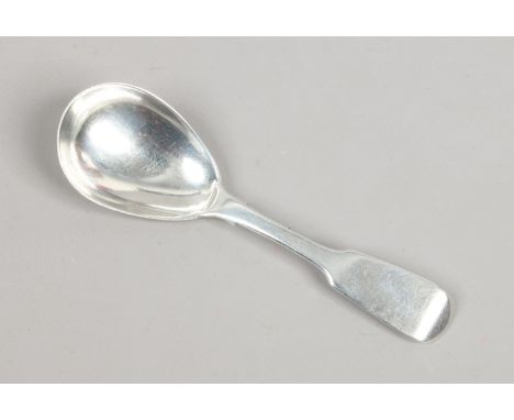 A Victorian silver caddy spoon by James Barber & William North, Partial marks for York 1842, 23 grams, 12cm.