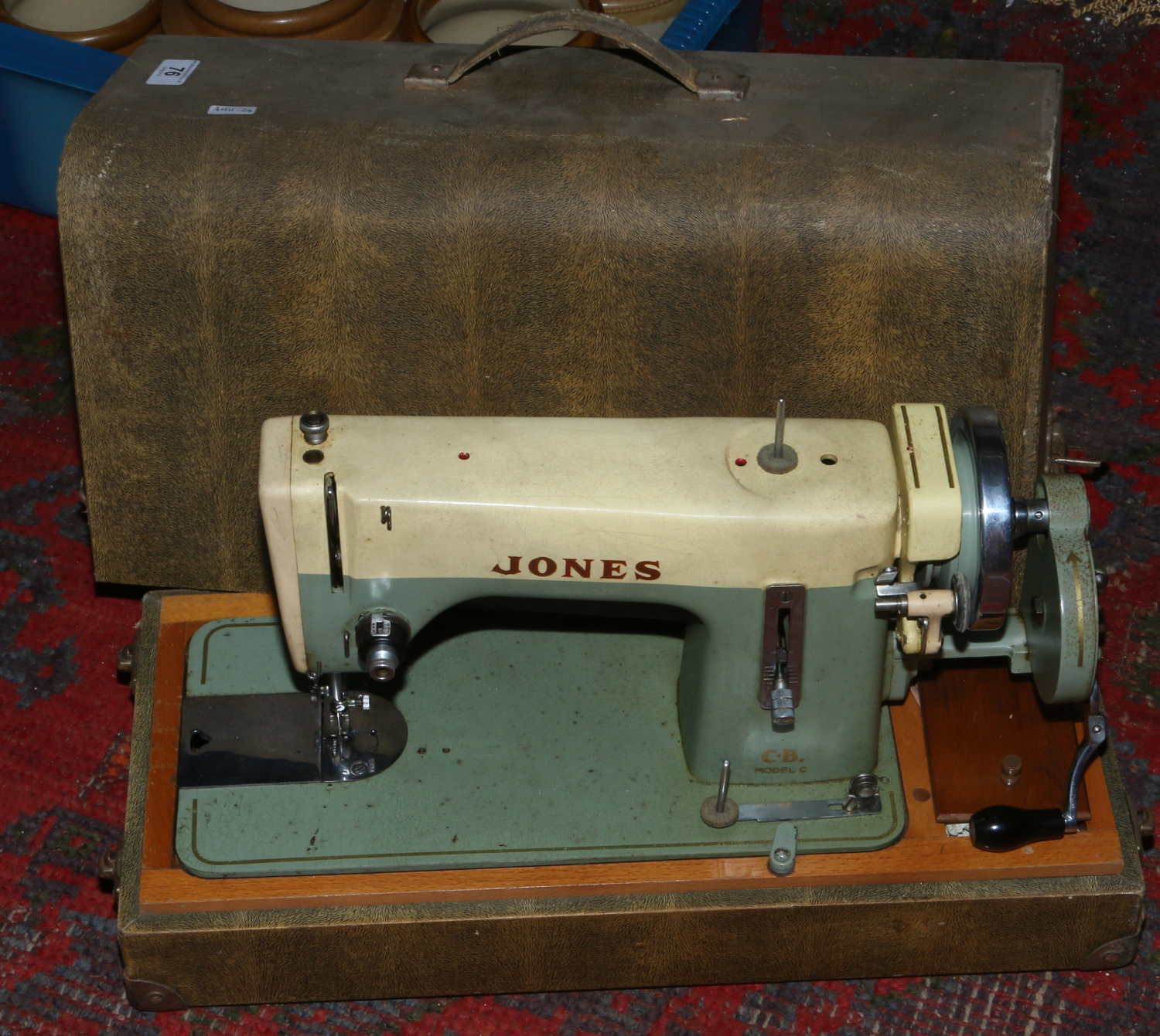 A Jones C.B model C manual sewing machine.