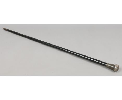 An ebonized silver top walking stick.