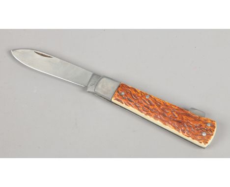 A stainless steel locking pocket knife Leegebruch. With antler scales.