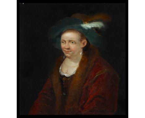 Oil on panel from the 17th century. Dimensions: 18x16 cm. This work depicts a lady belonging to the Dutch school. The paintin