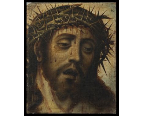 Oil on canvas. Dimensions: 28 x 23 cm. Ecce Homo of intense realism, with the face of Christ covered in thorns and expression