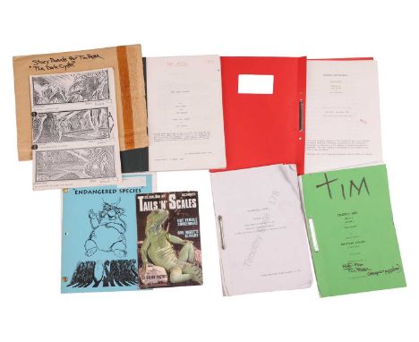 A collection of original film scripts, as used by actor and puppeteer Tim Rose, comprising: 'The Dark Crystal', 'Death Fish' 