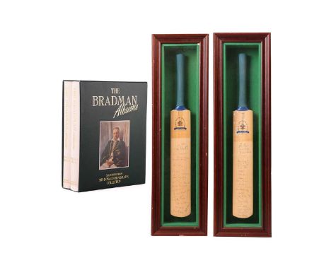 Political &amp; Cricketing interest: two framed signed Surrey Cricket Club bats (full sized), each signed by prominent Conser