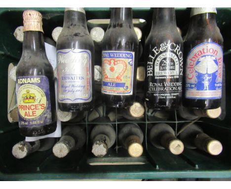 Forty five bottles of vintage and collector's ale from 1981, including 12 Thwaites Royal Wedding Ale, 12 St. Austell Royal We