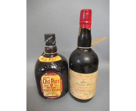 One bottle Grand Old Parr 12 year old De Luxe Scotch whisky, together with a Berisford Solera 1914 Sherry, rare Amoroso cream