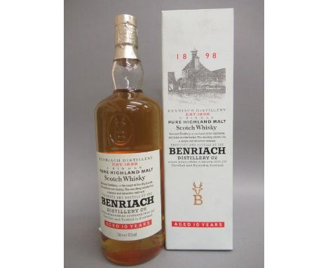 One litre Benriach 10 year old pure Highland malt Scotch whisky, boxed (Est. plus 21% premium inc. VAT)Condition good