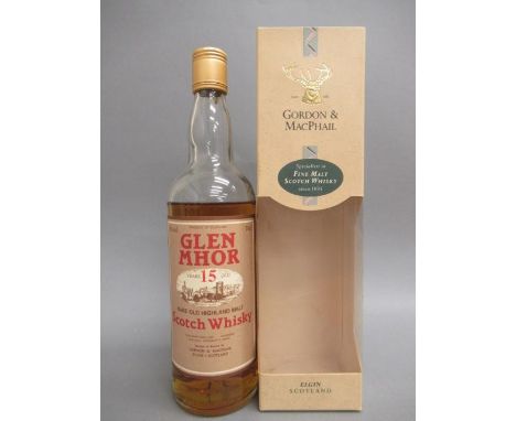 One bottle Glen Mhor 15 year old rare old highland malt Scotch whisky, by Gordon MacPhail, boxed (Est. plus 21% premium inc. 