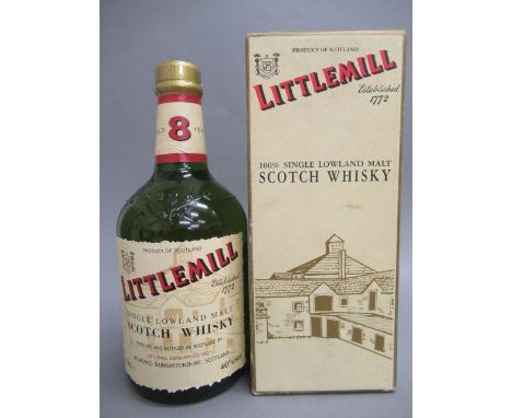 One bottle Littlemill 8 year old single Lowland malt Scotch whisky, boxed (Est. plus 21% premium inc. VAT)Condition good