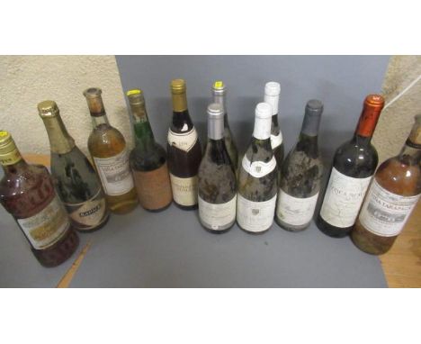 Twelve bottles of European wine and spirits including five bottles of Burgundy, comprising 1996 Pouilly-Fuisse, two 1998 Sain