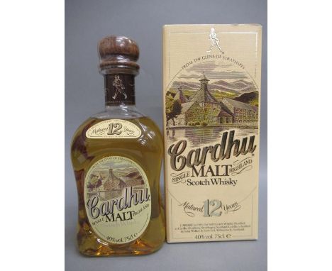 One bottle Cardhu 12 year old single malt Highland Scotch whisky, in square dimple bottle, boxed (Est. plus 21% premium inc. 