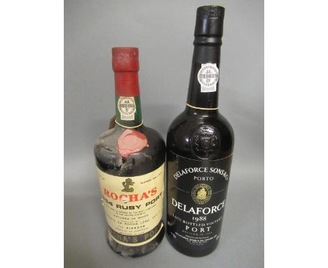 One bottle Rocha's 1964 ruby port, together with a Delaforce 1988 LBV port (2) (Est. plus 21% premium inc. VAT)Condition gene